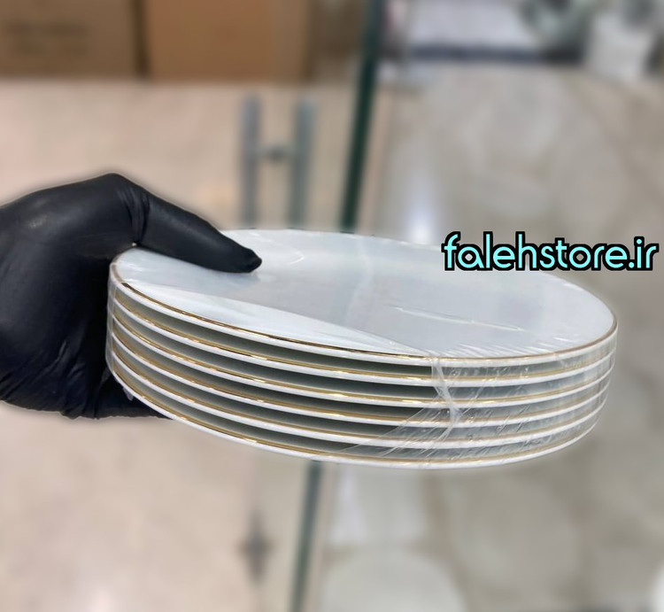 بشقاب پیش دستی چینی زرین گرد لب طلا 6 عددی