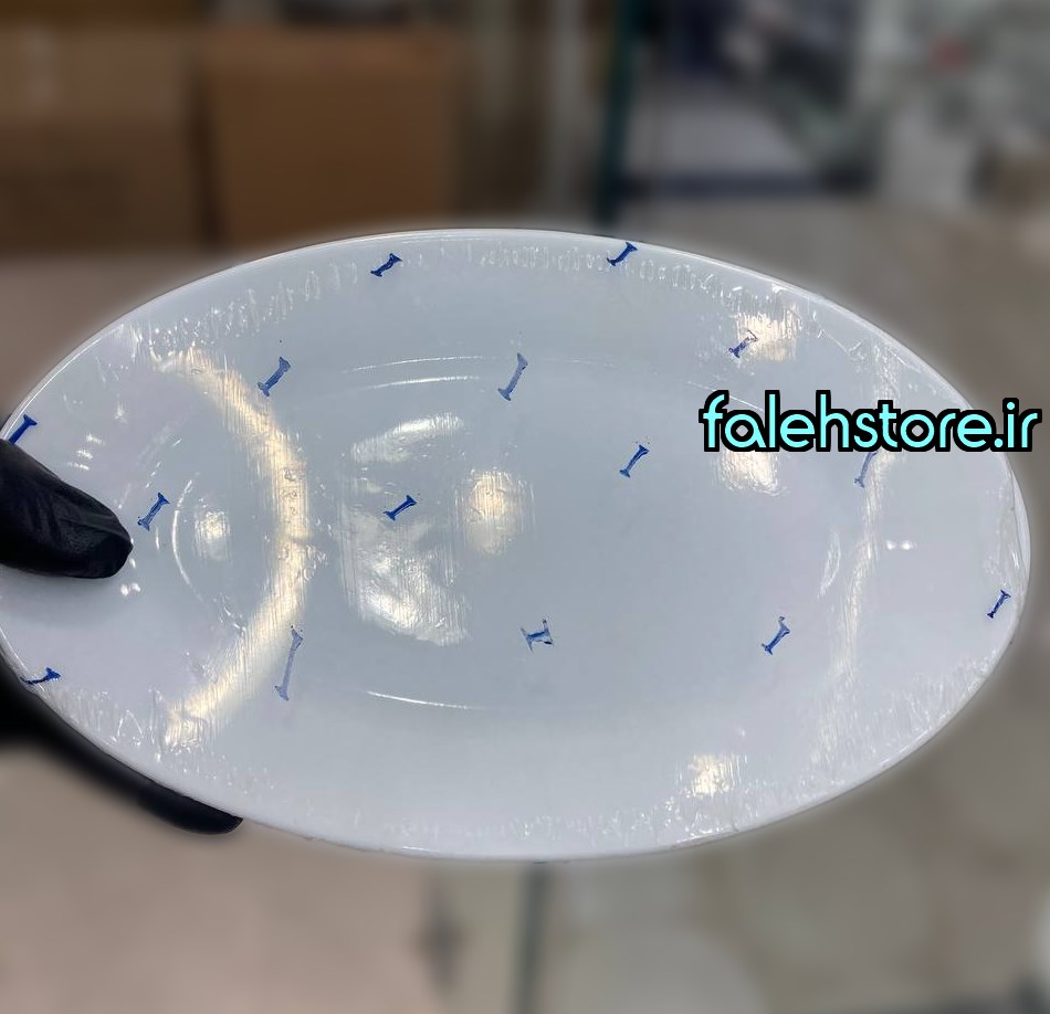 دیس الویه چینی زرین سفید ساده بیضی 6 عددی
