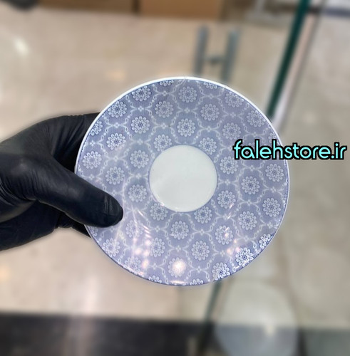 نعلبکی چینی زرین طرح تابان سرمه ای 6 عددی