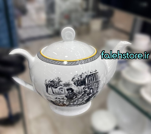 قوری چینی زرین طرح ویلیچ گرد 900 سی سی 1 عددی