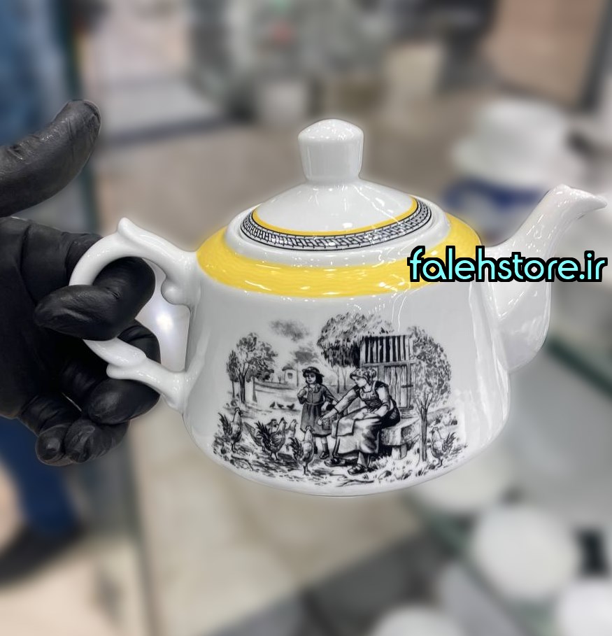 قوری چینی زرین طرح لندنی 580 سی سی 1 عددی