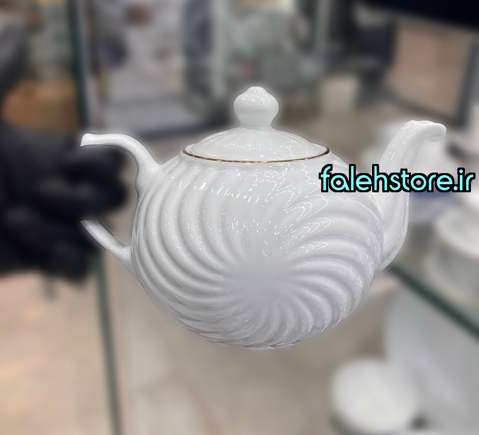 قوری چینی زرین سفید طرح خورشید 750 سی سی 1 عددی