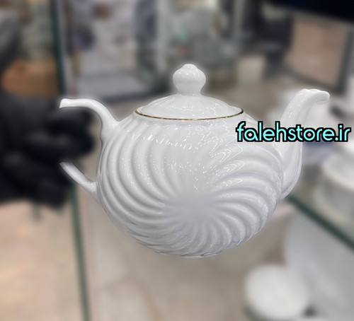 قوری چینی زرین سفید طرح خورشید 750 سی سی 1 عددی
