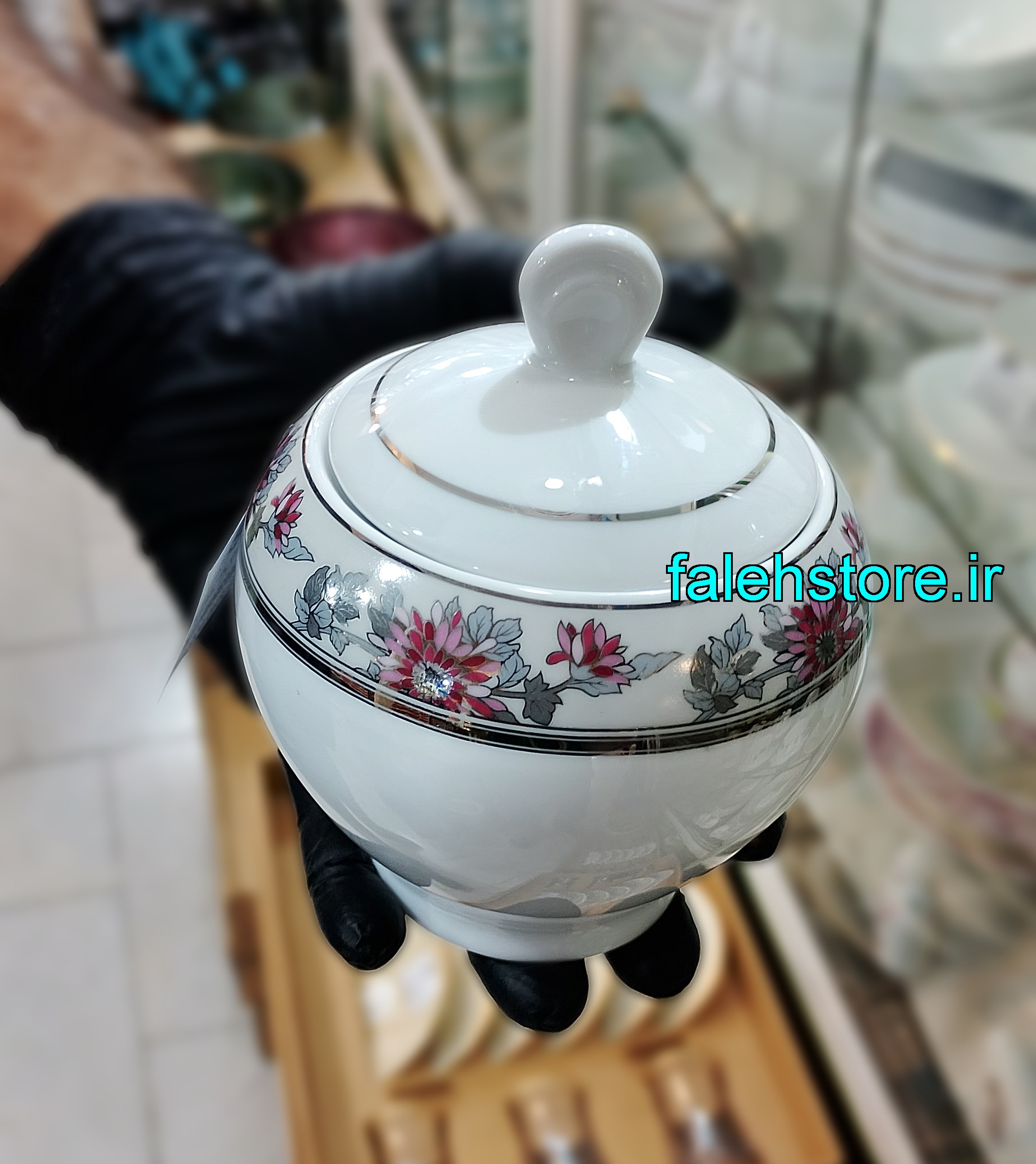 قندان چینی زرین طرح سان فلاور گرد 1 عددی