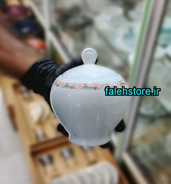 قندان چینی زرین طرح کاونتری گرد 1 عددی