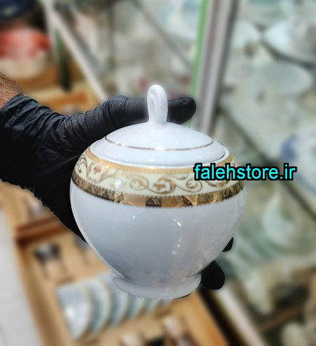 قندان چینی زرین طرح نگار کرم گرد 1 عددی