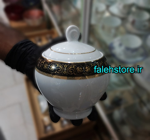قندان چینی زرین طرح میدنایت گرد 1 عددی
