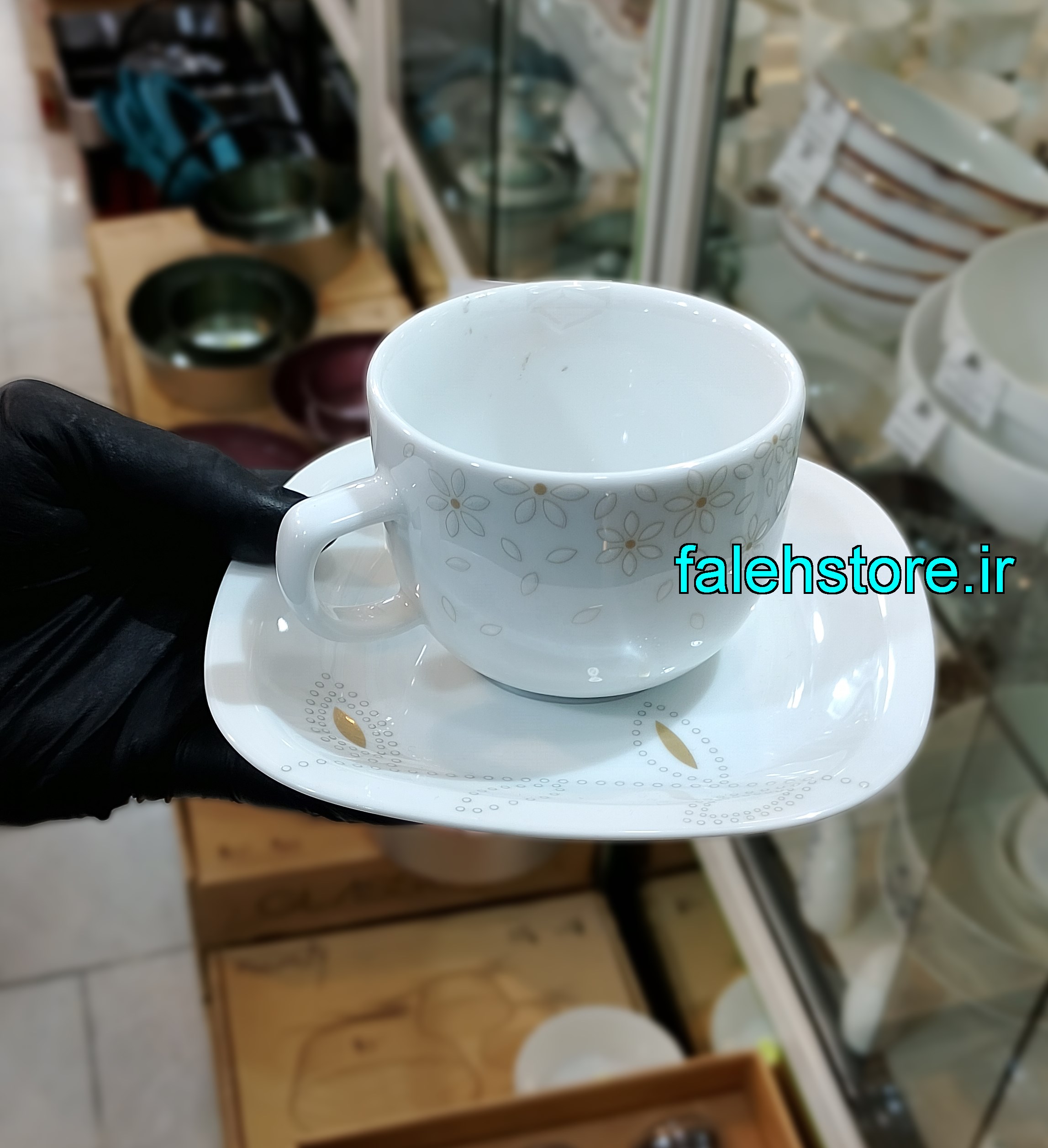 فنجان چای خوری چینی زرین طرح گلدن لوتوس 6 عددی