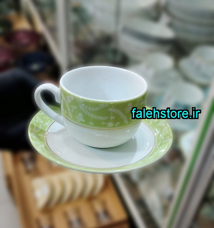 فنجان چای خوری چینی زرین طرح آتن سبز