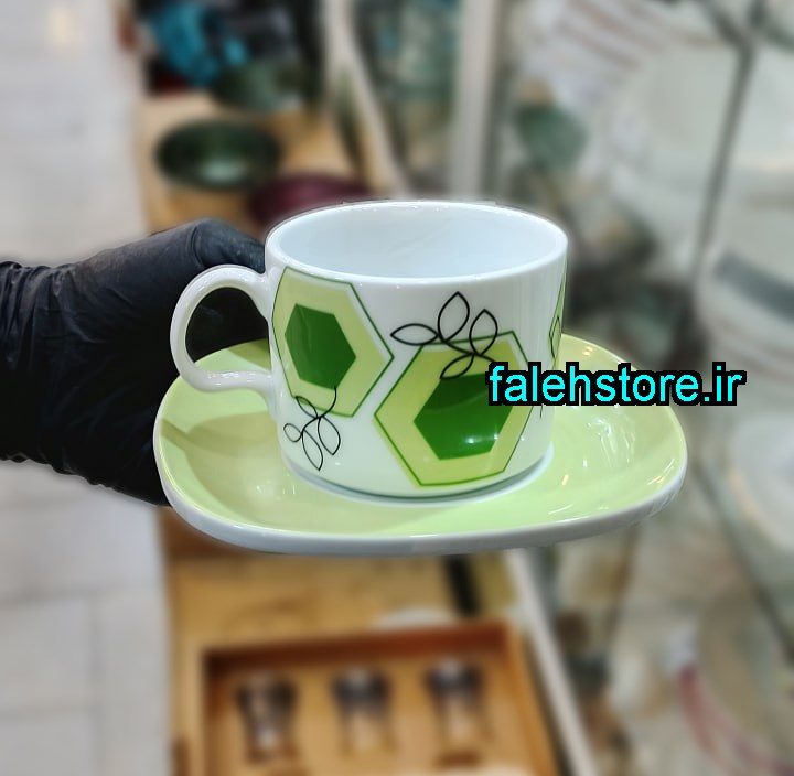 فنجان چای خوری چینی زرین طرح گرین هماکلاس
