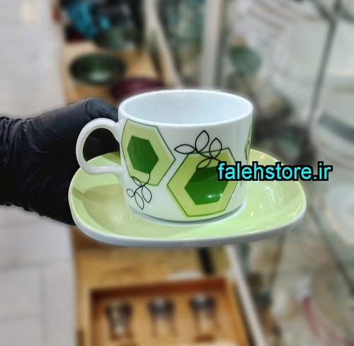 فنجان چای خوری چینی زرین طرح گرین هماکلاس