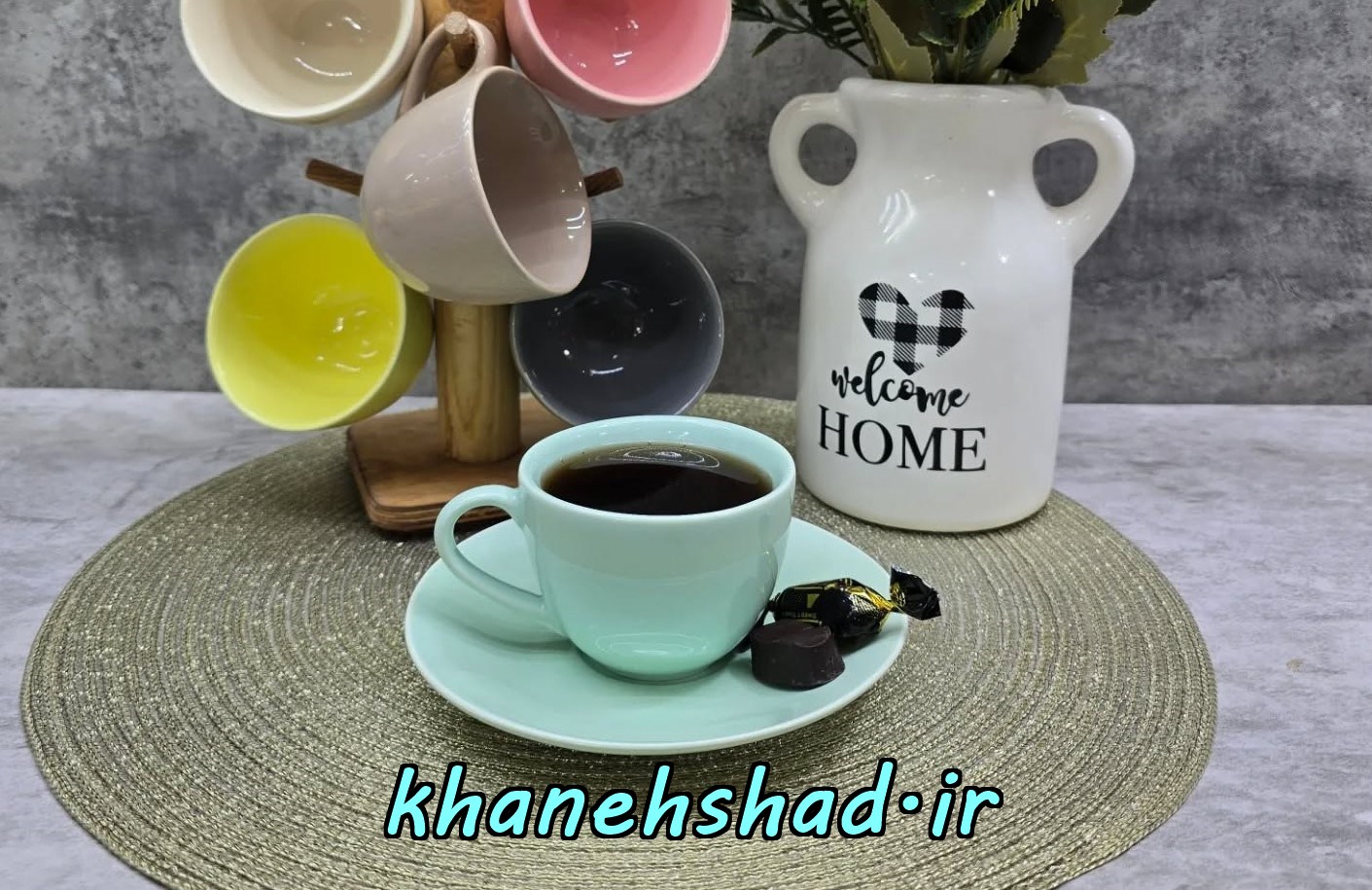 فنجان چای خوری سرامیکی رومز سبز مات استون ور 6 عددی