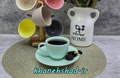 فنجان چای خوری سرامیکی رومز سبز مات استون ور 6 عددی