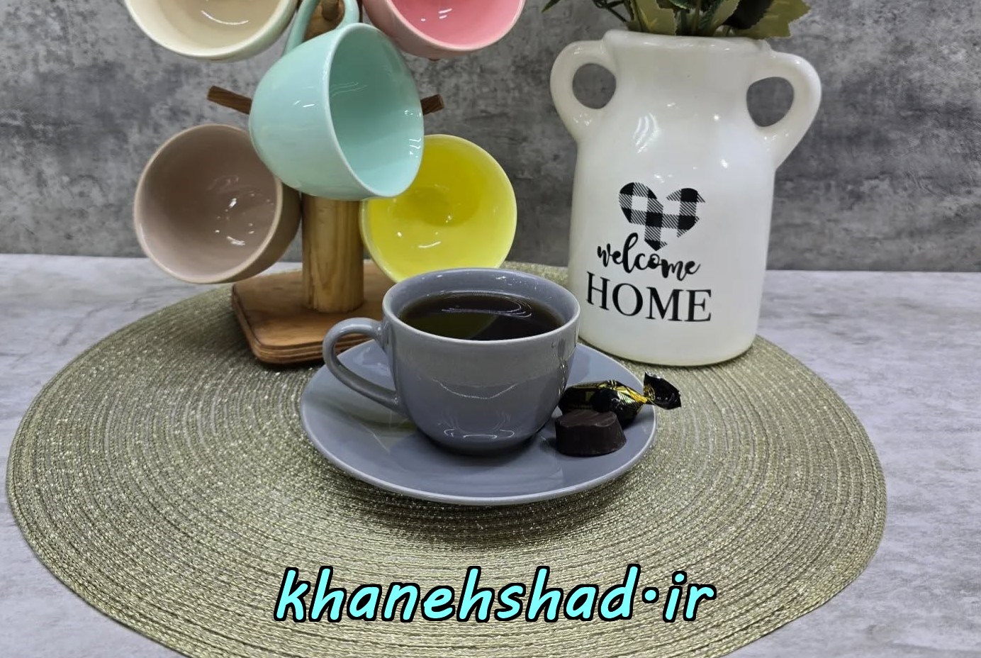 فنجان چای خوری سرامیکی رومز طوسی براق استون ور 6 عددی