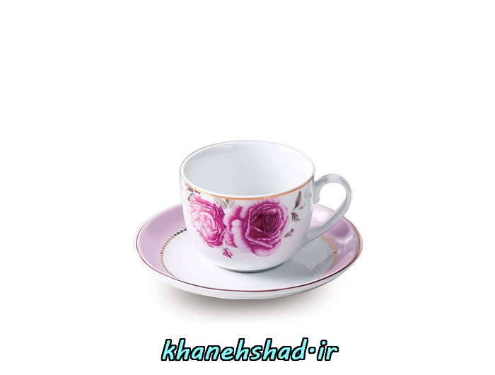 فنجان چای خوری چینی زرین طرح رزفلاور 6 عددی