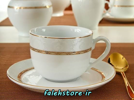 فنجان چای خوری چینی زرین طرح هدیه طلایی 6 عددی