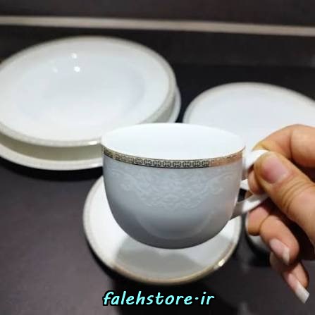 فنجان چای خوری چینی زرین طرح ریوا طلایی 6 عددی