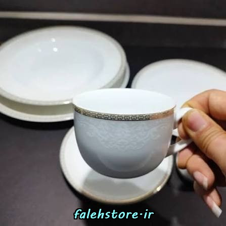 فنجان چای خوری چینی زرین طرح ریوا طلایی 6 عددی