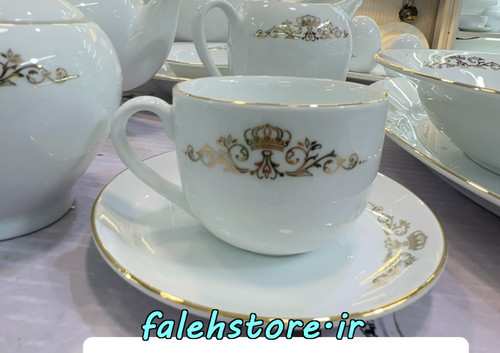 فنجان چای خوری چینی زرین طرح کوئین طلایی 6 عددی