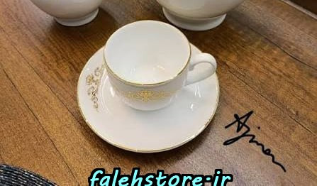 فنجان چای خوری چینی زرین طرح کوئین طلایی 6 عددی