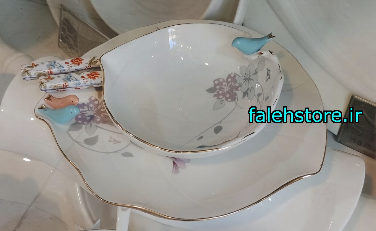 پیاله و پیش دستی چینی بی وی کی طرح برد 6 عددی